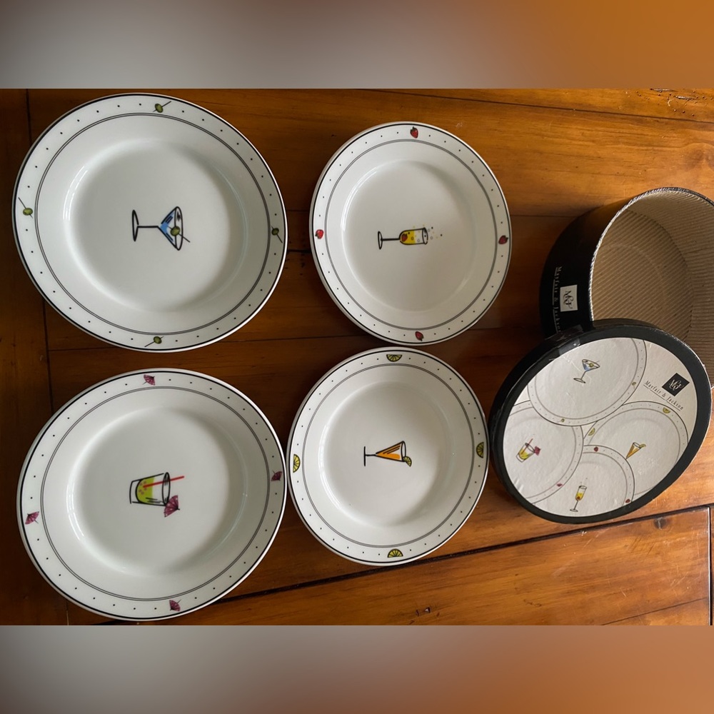 Vintage Mayfair & Jackson Cocktails party porcelain plates boxed set of 4